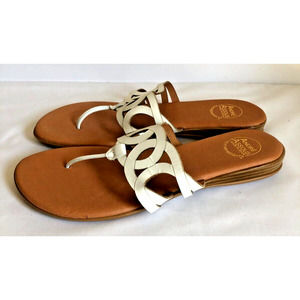 Andre Assous White and Tan Sandals